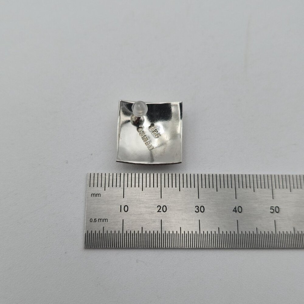 Sterling Silver Two Tone Pattern Solid Earrings A… - image 5